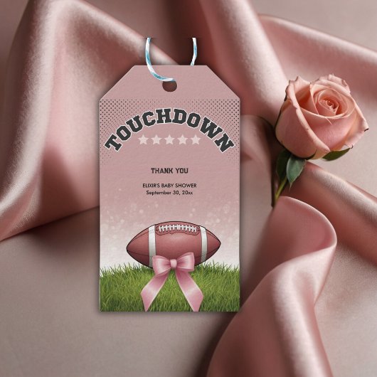 Pink Ribbon Fußball Touchdown Baby Dusche Geschenkanhänger
