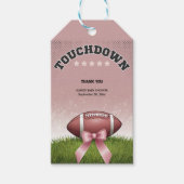 Pink Ribbon Fußball Touchdown Baby Dusche Geschenkanhänger (Vorderseite)