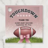 Pink Ribbon Fußball Touchdown Baby Dusche Geschenkanhänger (Vorderseite)