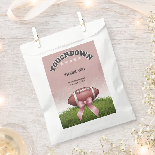 Pink Ribbon Fußball Touchdown Baby Dusche Geschenktütchen (Ausgeschnitten)