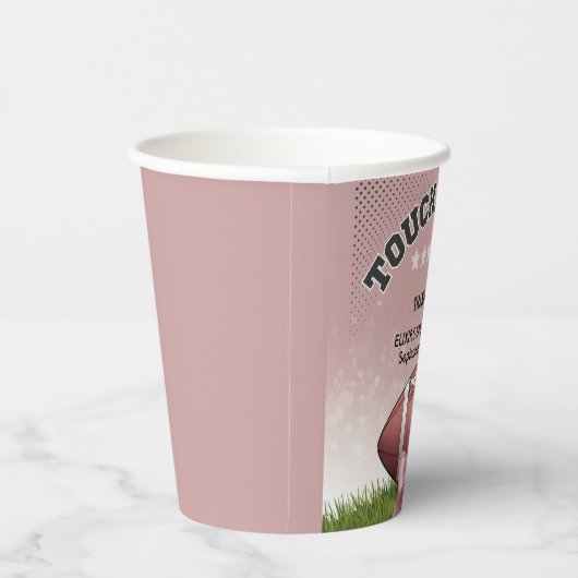 Pink Ribbon Fußball Touchdown Baby Dusche Pappbecher (Rechts)