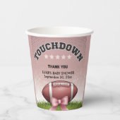 Pink Ribbon Fußball Touchdown Baby Dusche Pappbecher (Vorderseite)