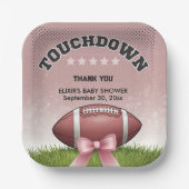 Pink Ribbon Fußball Touchdown Baby Dusche Pappteller (Vorderseite)