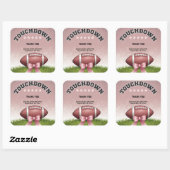 Pink Ribbon Fußball Touchdown Baby Dusche Quadratischer Aufkleber (Blatt)