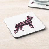 Pink Ribbon German Shepherd Getränkeuntersetzer (Linke Seite)