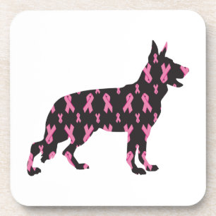 Pink Ribbon German Shepherd Getränkeuntersetzer
