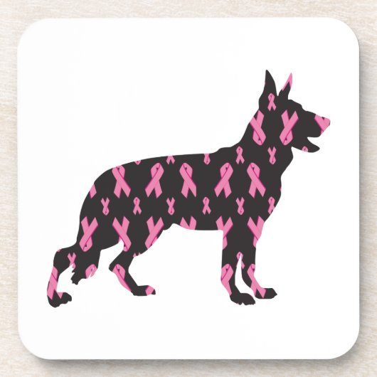 Pink Ribbon German Shepherd Getränkeuntersetzer (Vorderseite)