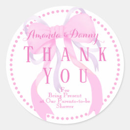 Pink Ribbon Girl Babyduschklemme Runder Aufkleber