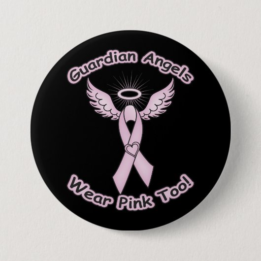 Pink Ribbon Guardian Angel Button (Vorderseite)