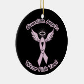 Pink Ribbon Guardian Angel Keramik Ornament (Rechts)