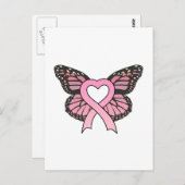 Pink Ribbon Herz Schmetterling Postkarte (Vorne/Hinten)