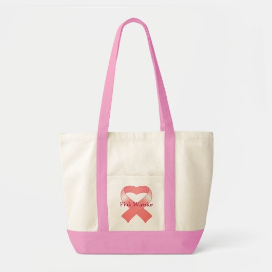 Pink Ribbon Herz Tote Tasche (Vorne)