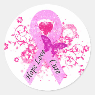 Pink Ribbon Hope Liebe Heilung Runder Aufkleber