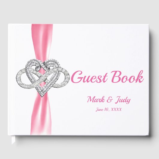 Pink Ribbon Infinity Heart Wedbook Gästebuch (Vorderseite)