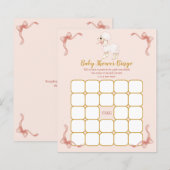 Pink Ribbon Kleine Lamb Baby Dusche Bingo Spiel (Vorne/Hinten)