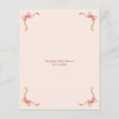 Pink Ribbon Kleine Lamb Baby Dusche Bingo Spiel (Rückseite)