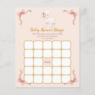 Pink Ribbon Kleine Lamb Baby Dusche Bingo Spiel