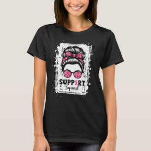 Pink Ribbon Krieger Unterstützung Squad Messy Bun T-Shirt