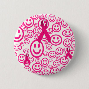 Pink Ribbon lächelt zu helfen Button