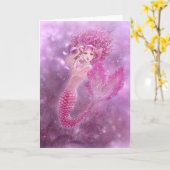Pink Ribbon Mermaid Grußkarte Karte (Gelbe Blume)