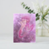 Pink Ribbon Mermaid Postkarte (Stehend Vorderseite)