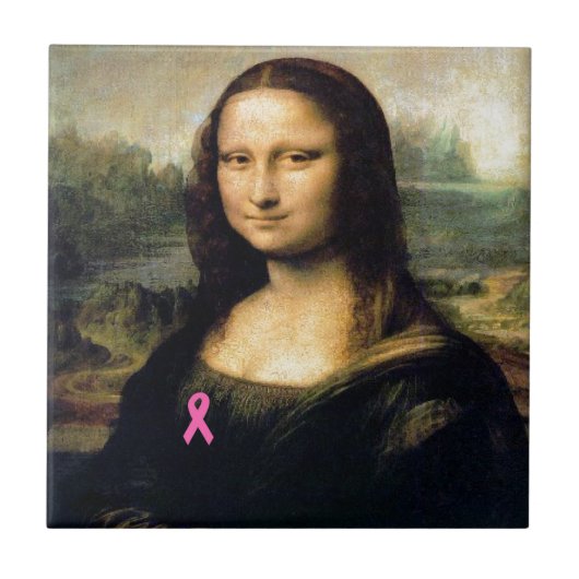 Pink Ribbon Mona Lisa Fliese (Vorderseite)