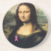Pink Ribbon Mona Lisa Getränkeuntersetzer (Vorne)
