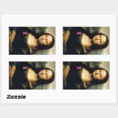 Pink Ribbon Mona Lisa Rechteckiger Aufkleber (Blatt)