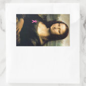 Pink Ribbon Mona Lisa Rechteckiger Aufkleber (Tasche)