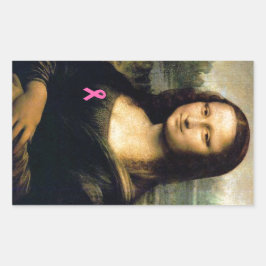 Pink Ribbon Mona Lisa Rechteckiger Aufkleber