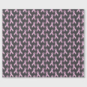 Pink Ribbon on Black - Breast Cancer Awareness Geschenkpapier (Flach)