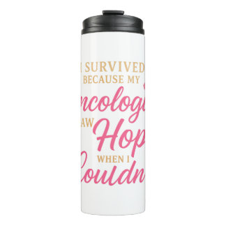 Pink Ribbon Oncologist Thank You – Survivor Thermosbecher
