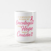 Pink Ribbon Onkologe Danke – Überlebender Kaffeetasse (Mittel)