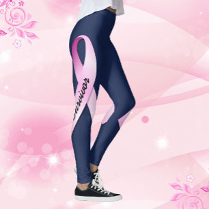 Pink Ribbon personalisieren 2 Brustkrebsüberleben Leggings
