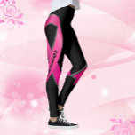 Pink Ribbon personalisieren 2 Brustkrebsüberlebung Leggings<br><div class="desc">Leggings Rosa Schleife personalisieren Aussage & Name Brustkrebsüberlebung</div>