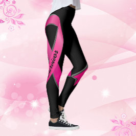 Pink Ribbon personalisieren 2 Brustkrebsüberlebung Leggings