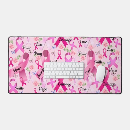 Pink Ribbon personalisieren Wörter und benennen Br Schreibtischunterlage (Tastatur & Maus)