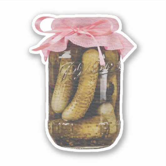 Pink Ribbon Pickle Jar Charm Aufkleber (Vorderseite)