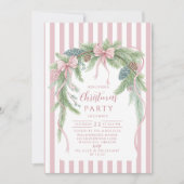Pink Ribbon Pine Christmas Einladung (Vorderseite)