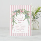 Pink Ribbon Pine Christmas Einladung (Stehend Vorderseite)