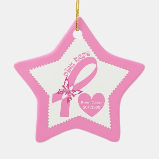 Pink Ribbon Pink Hope Brustkrebs Bewusstsein Keramik Ornament (Vorne)