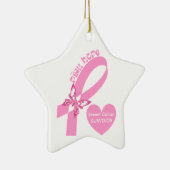 Pink Ribbon Pink Hope Brustkrebs Bewusstsein Keramikornament (Rechts)