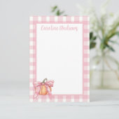 Pink Ribbon Pumpkin, Coquette Pink Stationery Dankeskarte (Stehend Vorderseite)