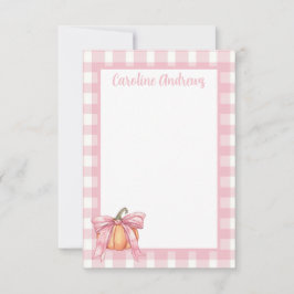 Pink Ribbon Pumpkin, Coquette Pink Stationery Dankeskarte