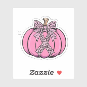Pink Ribbon Pumpkin Gesicht Halloween Brustkrebs Aufkleber
