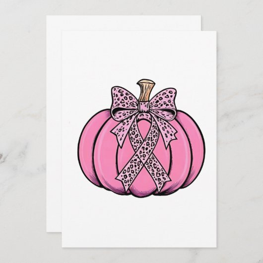 Pink Ribbon Pumpkin Gesicht Halloween Brustkrebs Einladung (Vorne/Hinten)