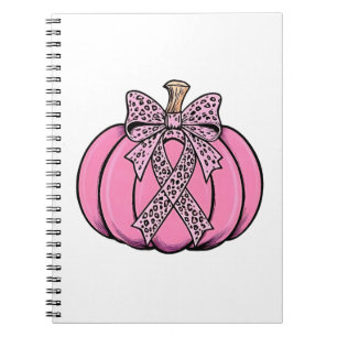 Pink Ribbon Pumpkin Gesicht Halloween Brustkrebs Notizblock