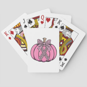 Pink Ribbon Pumpkin Gesicht Halloween Brustkrebs Spielkarten
