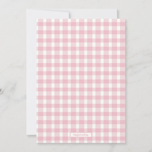 Pink Ribbon Pumpkin, Gingham Pink Girl Fall Bow Einladung (Rückseite)