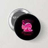 Pink Ribbon Sakura Bonsai Tree Mount Fuji Japanisc Button (Vorne & Hinten)